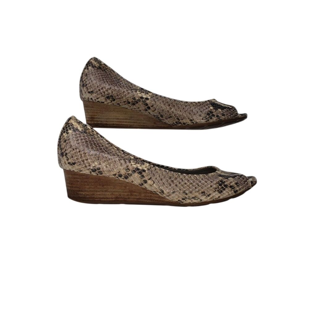 Cole Haan Shoes Womens Size 7 Brown Snake Print Air Peep Toe Wedge Heels
